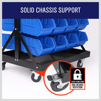 92-Piece Bin Mobile Garage Storage Bin Rack Heavy-Duty Tool Organizer with Swivel Wheels Sports & Fitness Kings Warehouse 