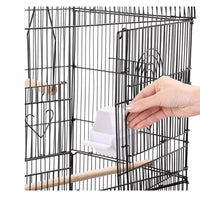 92cm Large Portable Wire Bird Cage Birdcage Parrot Cage Wooden Stand Pole Feeding Cup Black bird Kings Warehouse 