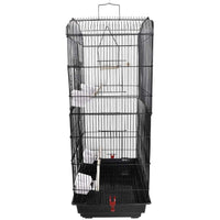 92cm Large Portable Wire Bird Cage Birdcage Parrot Cage Wooden Stand Pole Feeding Cup Black bird Kings Warehouse 