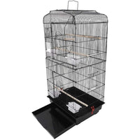 92cm Large Portable Wire Bird Cage Birdcage Parrot Cage Wooden Stand Pole Feeding Cup Black bird Kings Warehouse 