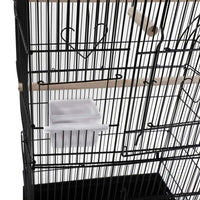 92cm Large Portable Wire Bird Cage Birdcage Parrot Cage Wooden Stand Pole Feeding Cup Black bird Kings Warehouse 