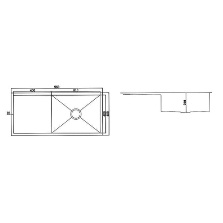 960x450mm Handmade Stainless Steel Undermount / Topmount Kitchen Sink with Waste Furniture Kings Warehouse 