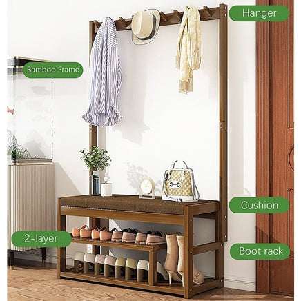 97x168cm Hallway Bench Coat Rack Stand Multifunctional Hall Shelf Entryway Furniture Kings Warehouse 