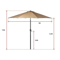 9FT Patio Umbrella Outdoor Garden Table Umbrella with 8 Sturdy Ribs Home & Garden Kings Warehouse 