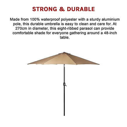 9FT Patio Umbrella Outdoor Garden Table Umbrella with 8 Sturdy Ribs Home & Garden Kings Warehouse 