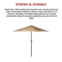 9FT Patio Umbrella Outdoor Garden Table Umbrella with 8 Sturdy Ribs Home & Garden KingsWarehouse 