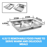 9L Chafing Dish Set Buffet Pan Bain Marie Bow Stainless Steel Food Warmer Kings Warehouse 