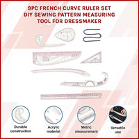 9pc French Curve Ruler Set DIY Sewing Pattern Measuring Tool for Dressmaker Baby & Kids Kings Warehouse 