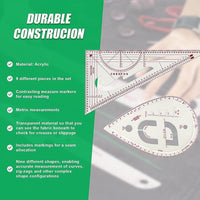 9pc French Curve Ruler Set DIY Sewing Pattern Measuring Tool for Dressmaker Home & Garden Kings Warehouse 