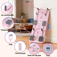 Everfit Pilates Board Foldable Reformer Multi Functional Exercise Trainer Pink