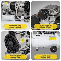Giantz 24L Air Compressor Quiet 0.75HP Oil-Free Portable Tyre Inflator 40L/Min