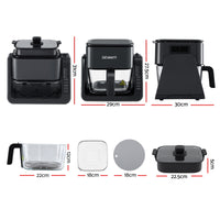 Devanti 2-IN-1 Air Fryer 5.5L Dual Zone Fryers Electric Cooker with Top BBQ Grill & Bot