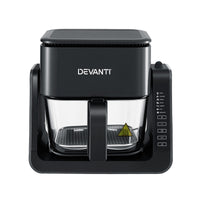 Devanti 2-IN-1 Air Fryer 5.5L Dual Zone Fryers Electric Cooker with Top BBQ Grill & Bot
