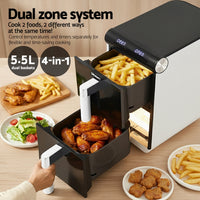 Devanti Air Fryer Oven 11L Dual Zone Fryers- WH