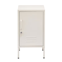 Bedside Table Metal Cabinet - White