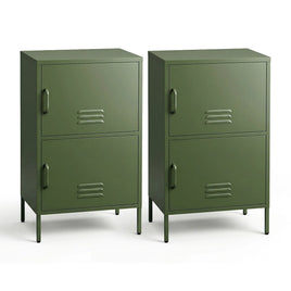 Artiss 2x Buffet Sideboard Cabinet Storage Cupboard 2 Doors Metal Green DOUBLE