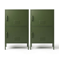 Artiss 2x Buffet Sideboard Cabinet Storage Cupboard 2 Doors Metal Green DOUBLE