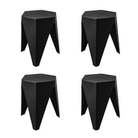 4PC Puzzle Stool Plastic Bar Stools Stackable Black