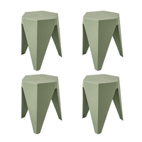 4PC Puzzle Stool Bar Stools Stackable Green