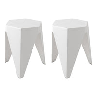 2x Bar Stools Puzzle Plastic Foot Stool White