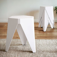 4PC Puzzle Stool Bar Stools Stackable White