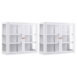 Artiss Buffet Cabinet Sideboard X2 Wall Mounted Clear Display Storage 60cm White