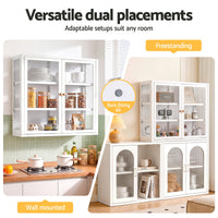 Artiss Buffet Cabinet Sideboard X2 Wall Mounted Clear Display Storage 60cm White