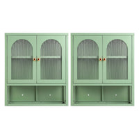 Artiss Buffet Cabinet Sideboards X2 Wall Mounted Fluted Display Storage Green