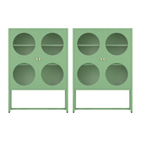 Artiss 2x Buffet Sideboard Cabinet ELLA Cupboard Storage Glass Doors Metal Green