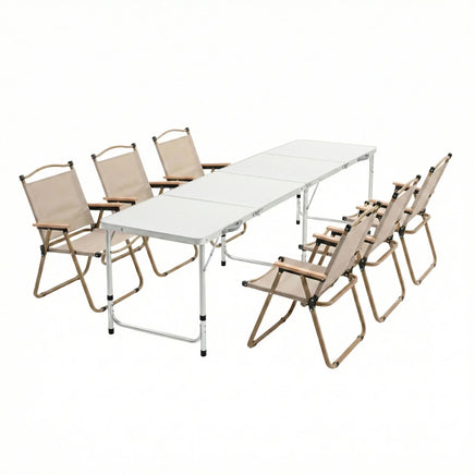 Weisshorn 7pc Camping Table Chair Set Outdoor Folding Aluminium Portable Picnic