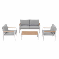 Gardeon 4-Piece Outdoor Sofa Set Aluminum Frame table and Chairs White