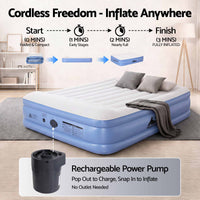 Weisshorn Queen Air Mattress with Rechargeable Cordless Pump 46cm