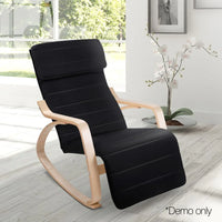 Artiss Rocking Armchair Footrest Nursing Black Afton
