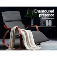 Artiss Rocking Armchair Footrest Nursing Charcoal Afton