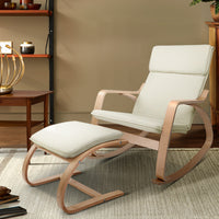 Rocking Armchair Footstool Bentwood Beige