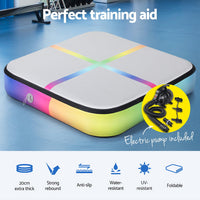 1m Air Track Mat Inflatable Gymnastics Tumbling Mat W/ Pump Colourful