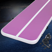 Everfit 3M Air Track Gymnastics Tumbling Exercise Yoga Mat W/ Pump Inflatable Purple
