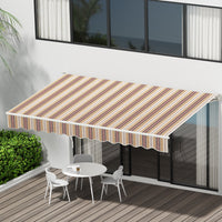 Retractable Folding Arm Awning Manual Sunshade 3Mx2.5M Beige Brown