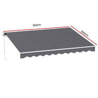 Instahut Retractable Folding Arm Awning Manual Sunshade 3.5M X 3M Grey