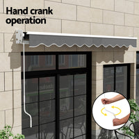 Retractable Folding Arm Awning Manual Sunshade 4Mx3M Grey