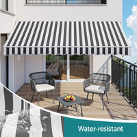 Instahut Retractable Folding Arm Awning Manual Sunshade 5Mx3M Grey White