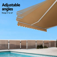 Retractable Folding Arm Awning Motorised Remoter Sunshade 2.5Mx2M Beige