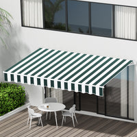 Retractable Folding Arm Awning Motorised Sunshade 3Mx2.5M Green White