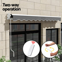 Retractable Folding Arm Awning Motorised Sunshade 4Mx2.5M Grey