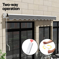 Retractable Folding Arm Awning Motorised Sunshade 4.5Mx2.5M Grey