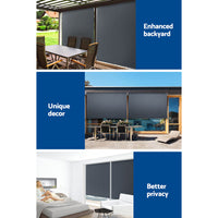 1.8X2.5M Outdoor Blinds Awning Roll Down Canopy Retractable Outdoor Blinds Window Shade Grey