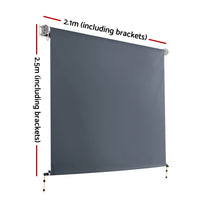 2.1X2.5M Outdoor Blinds Awning Roll Down Canopy Retractable Outdoor Blinds Window Shade Grey