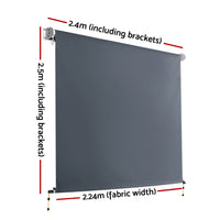 2.4X2.5M Outdoor Blinds Awning Roll Down Canopy Retractable Outdoor Blinds Window Shade Grey