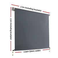 2.7X2.5M Outdoor Blinds Awning Roll Down Canopy Retractable Outdoor Blinds Window Shade Grey