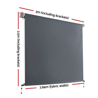 3X2.5M Outdoor Blinds Awning Roll Down Canopy Retractable Outdoor Blinds Window Shade Grey